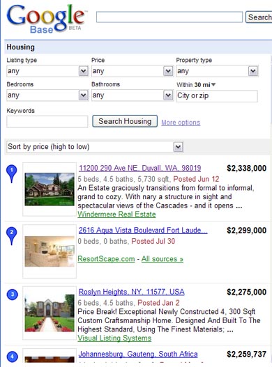 googlebase listing